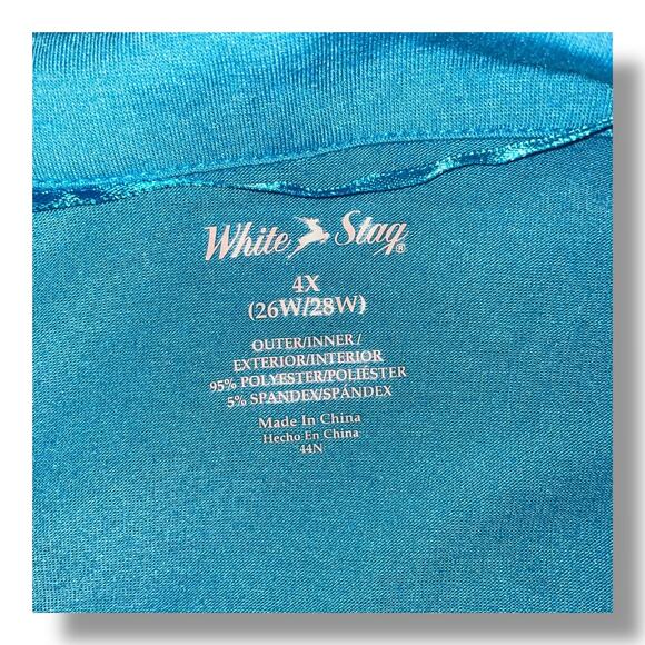 White Stag Floral Tropical T-Shirt Attached Jacket Size 4X 26W 28W Holiday Blue - Picture 5 of 9